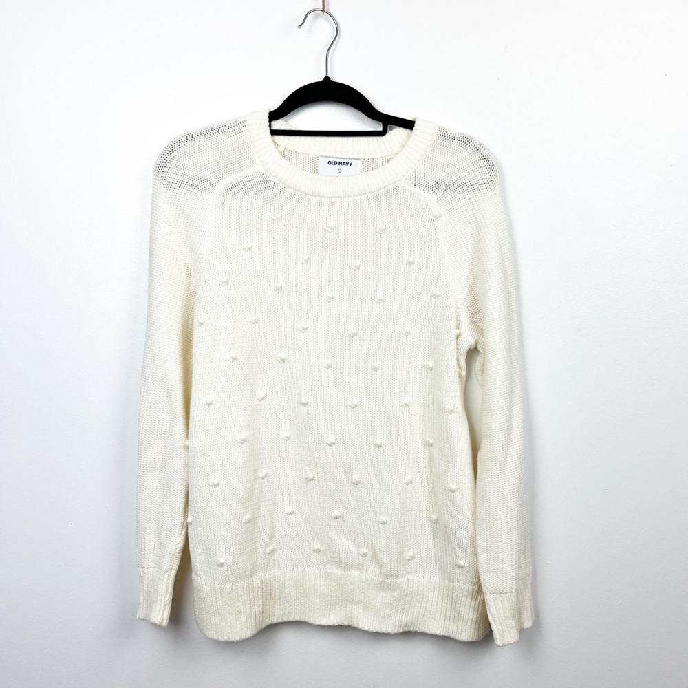 Old Navy White Knit Crewneck Sweater